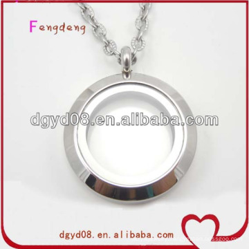 25mm screw round stainless steel floating locket necklace